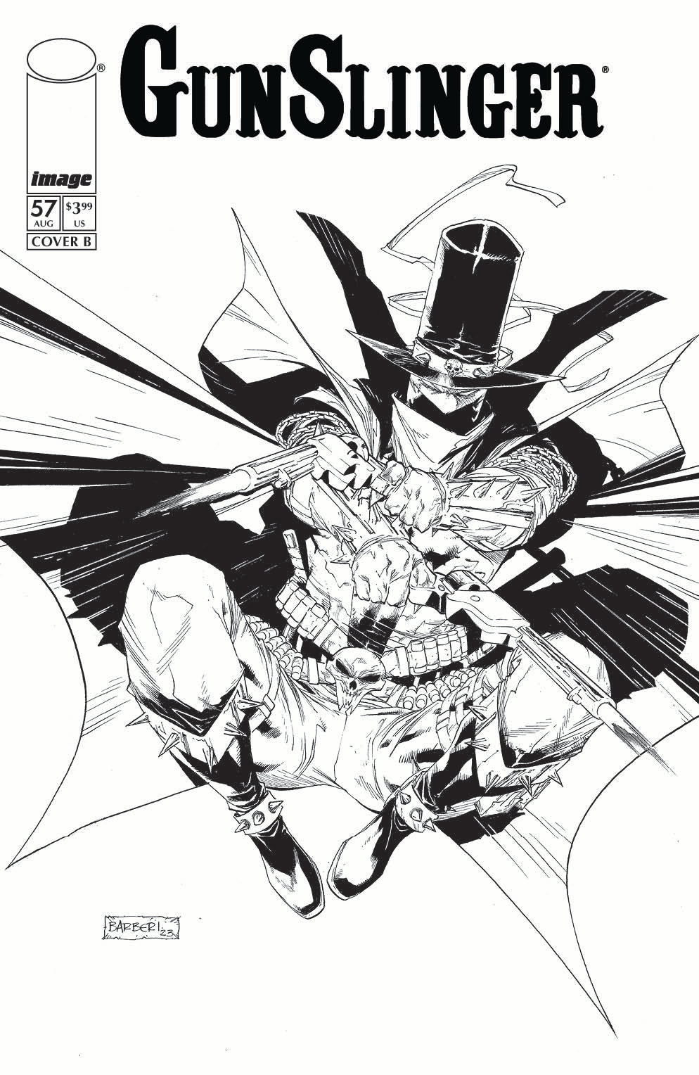 GUNSLINGER SPAWN #57 CVR B CARLO BARBERI B&W VAR