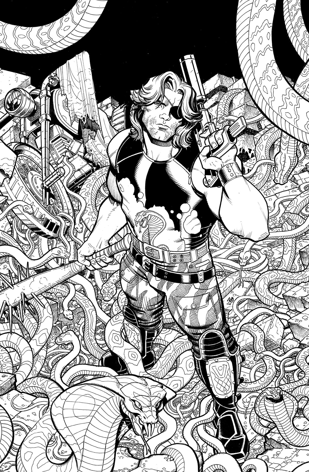 ESCAPE FROM NEW YORK ESCAPE FROM CHICAGO #1 2ND PTG Cover B NICK BRADSHAW JIM CHARALAMPIDIS B&W VAR comic book cover