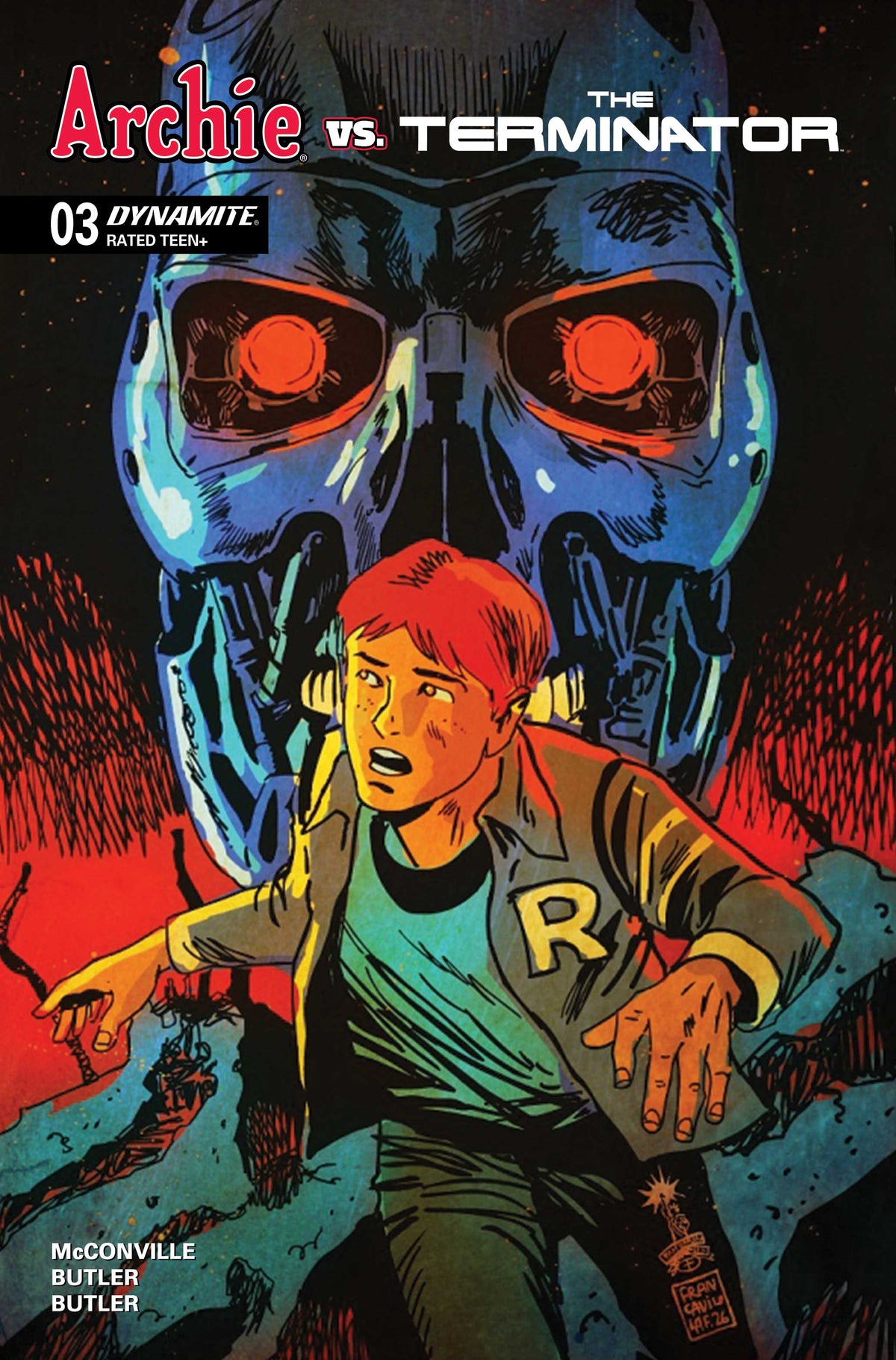 ARCHIE VS THE TERMINATOR #3 Cover E FRANCESCO FRANCAVILLA METAL PREMIUM VAR comic book cover