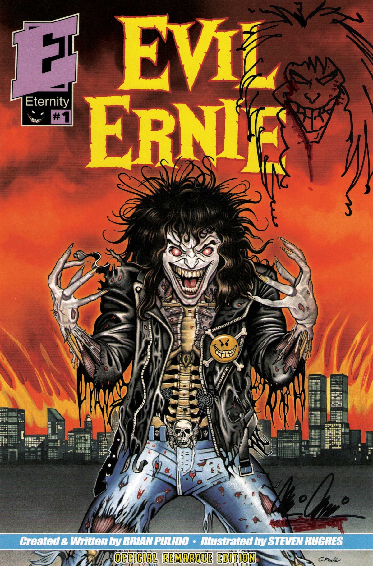 EVIL ERNIE #1 35TH ANNIVERSARY FACSIMILE EDITION Cover F ERIC MACHE REMARQUED BY BRIAN PULIDO VAR comic book cover
