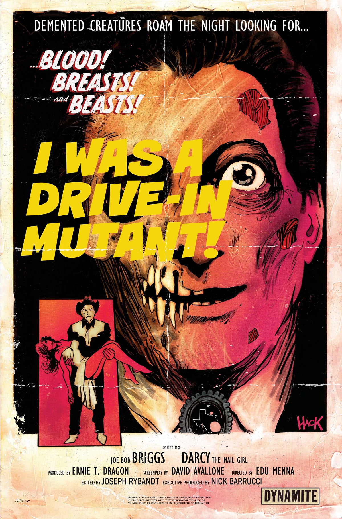 MONSTERVISION FEATURING JOE BOB BRIGGS AND DARCY #1 Cover F ROBERT HACK METAL PREMIUM VAR comic book cover