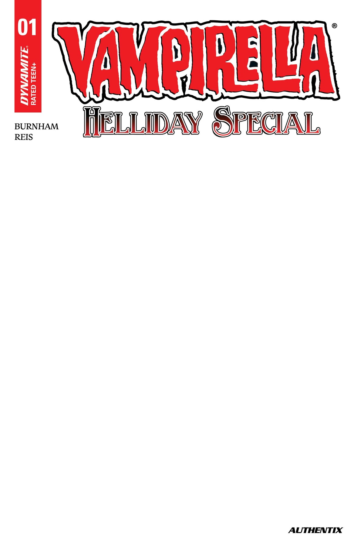 VAMPIRELLA HELLIDAY SPECIAL 2026 #1 (ONE SHOT) Cover D BLANK AUTHENTIX VAR comic book cover