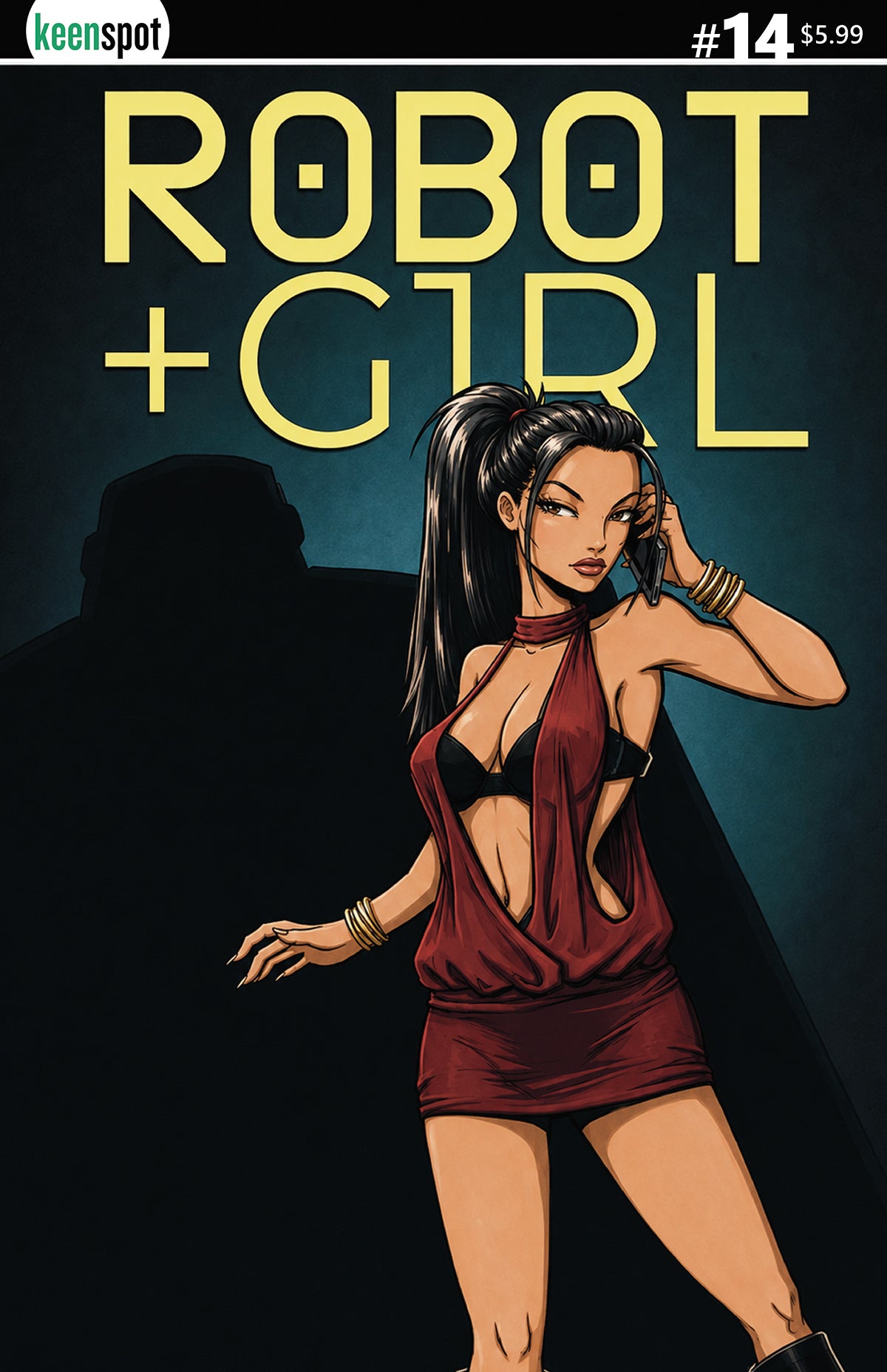 ROBOT + GIRL #14 Cover B MIKE WHITE SHADOW PERSON VAR comic book cover