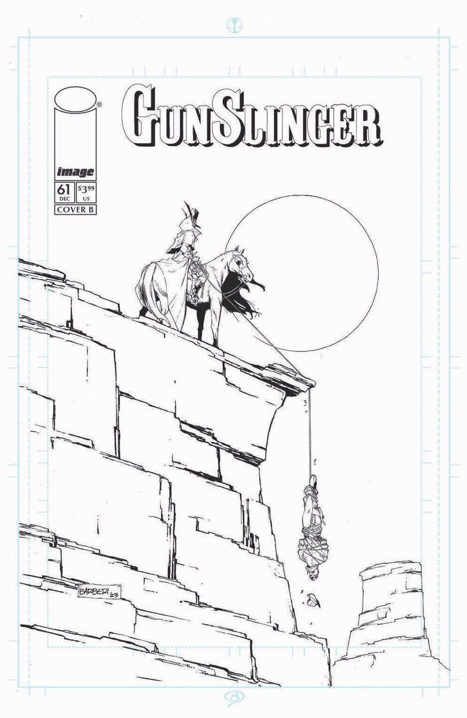 GUNSLINGER SPAWN #61 Cover B CARLO BARBERI B&W VAR comic book cover