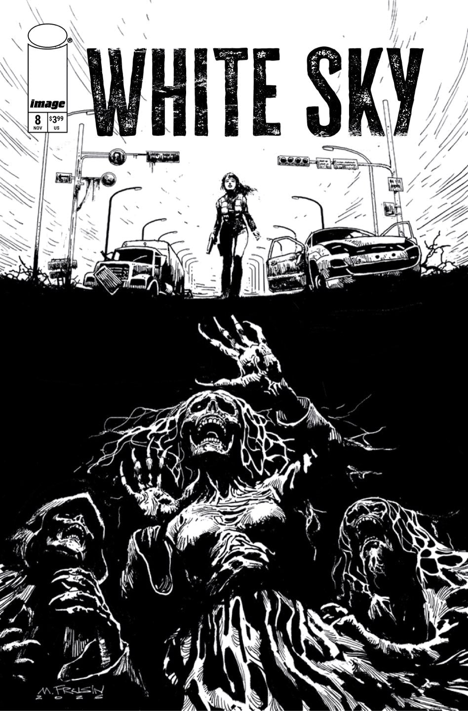 WHITE SKY #8 Cover B MARCELO FRUSIN B&W VAR comic book cover