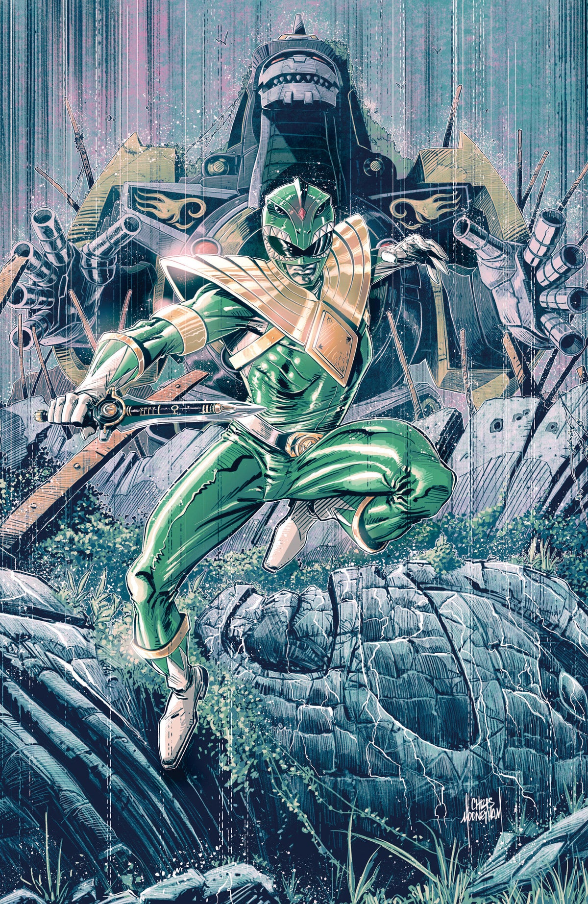 POWER RANGERS GREEN #5 C TOMMY OLIVER CARD STOCK CONNECTING VARIANT (FULL ART, MOONEYHAM) comic book cover