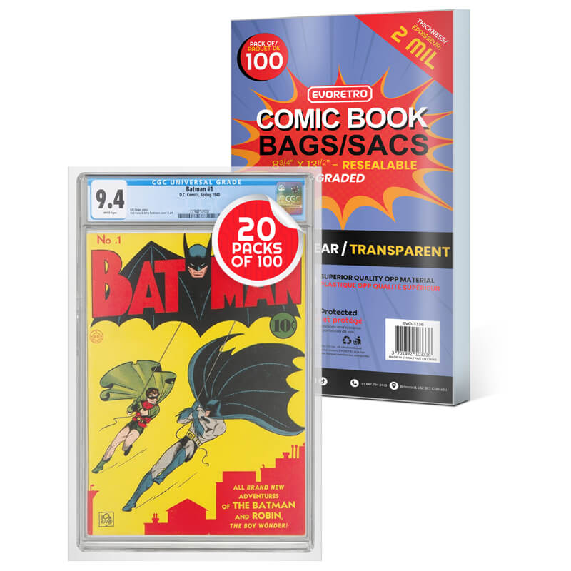 EVORETRO RESEALABLE GRADED COMIC BOOK BAGS 2MIL