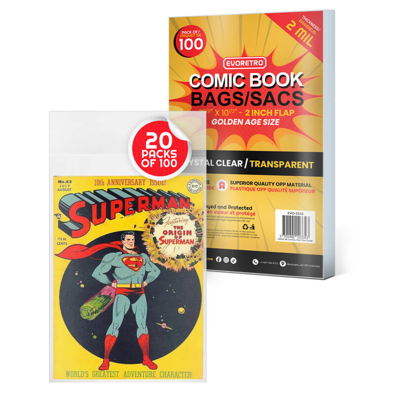 EVORETRO GOLDEN AGE COMIC BOOK BAGS 2 MIL