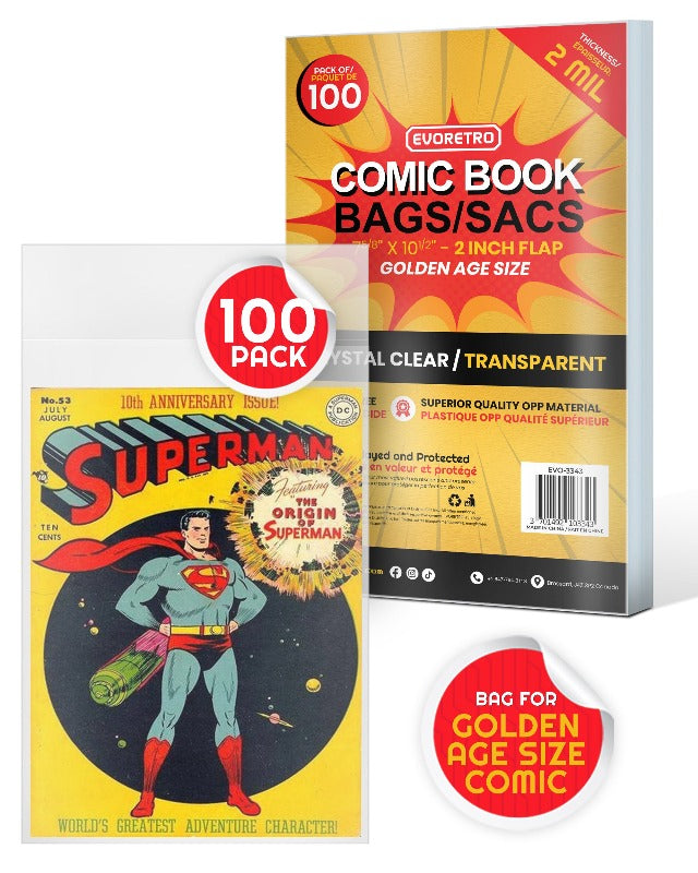 EVORETRO GOLDEN AGE COMIC BOOK BAGS 2 MIL