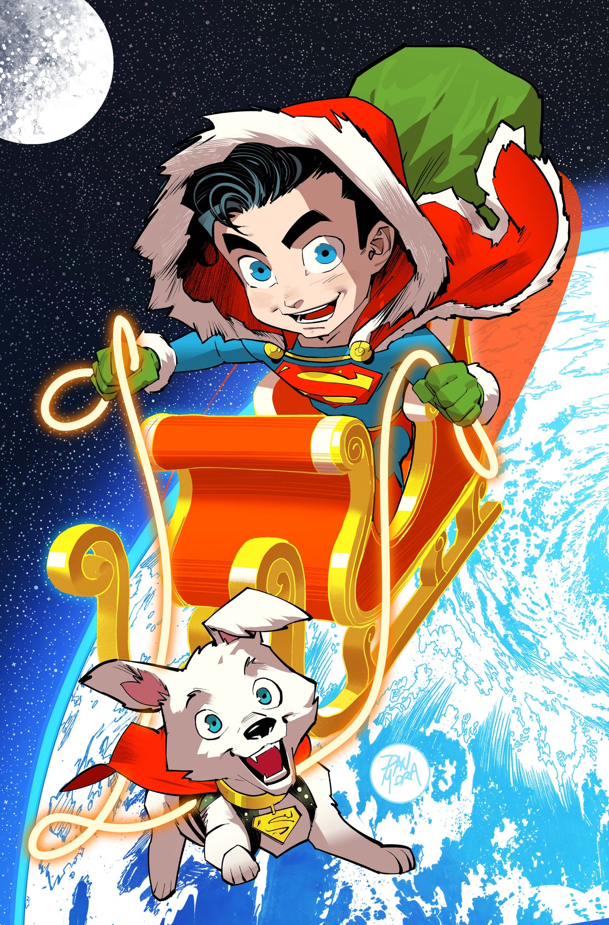 SUPERMAN #45 Cover F DAN MORA HOLIDAY CARD STOCK VAR comic book cover