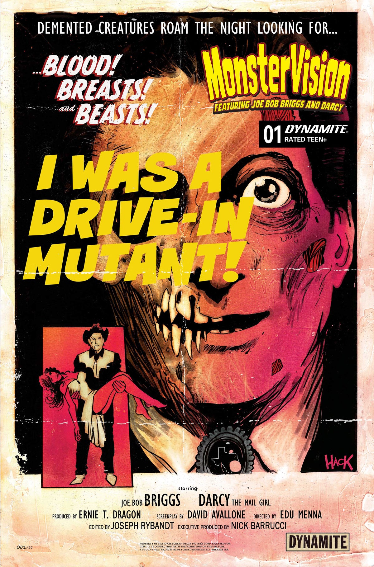 MONSTERVISION FEATURING JOE BOB BRIGGS AND DARCY #1 Cover B ROBERT HACK VAR comic book cover