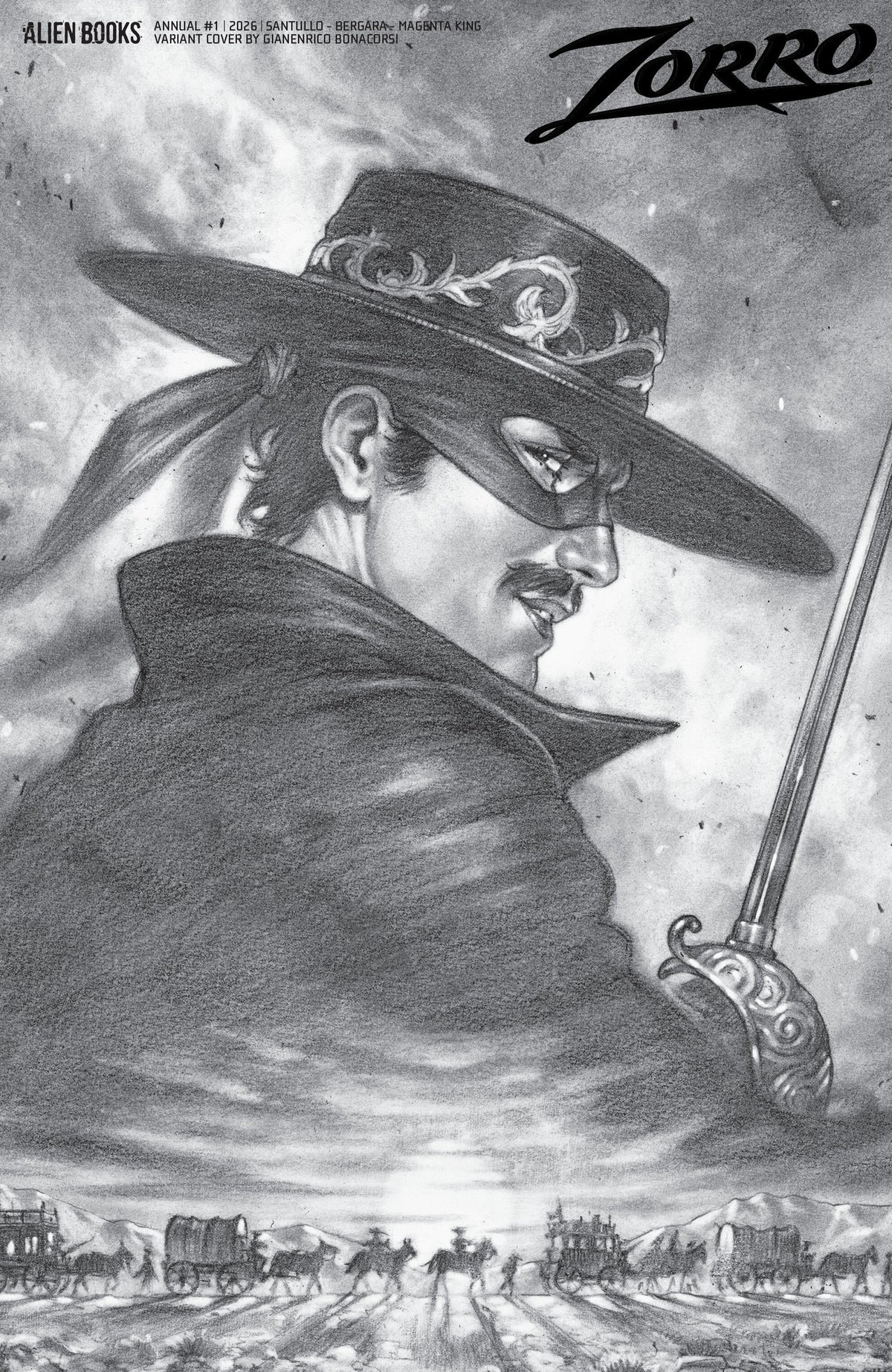 ZORRO ANNUAL #1 VARIANT D (BONACORSI B&W) comic book cover