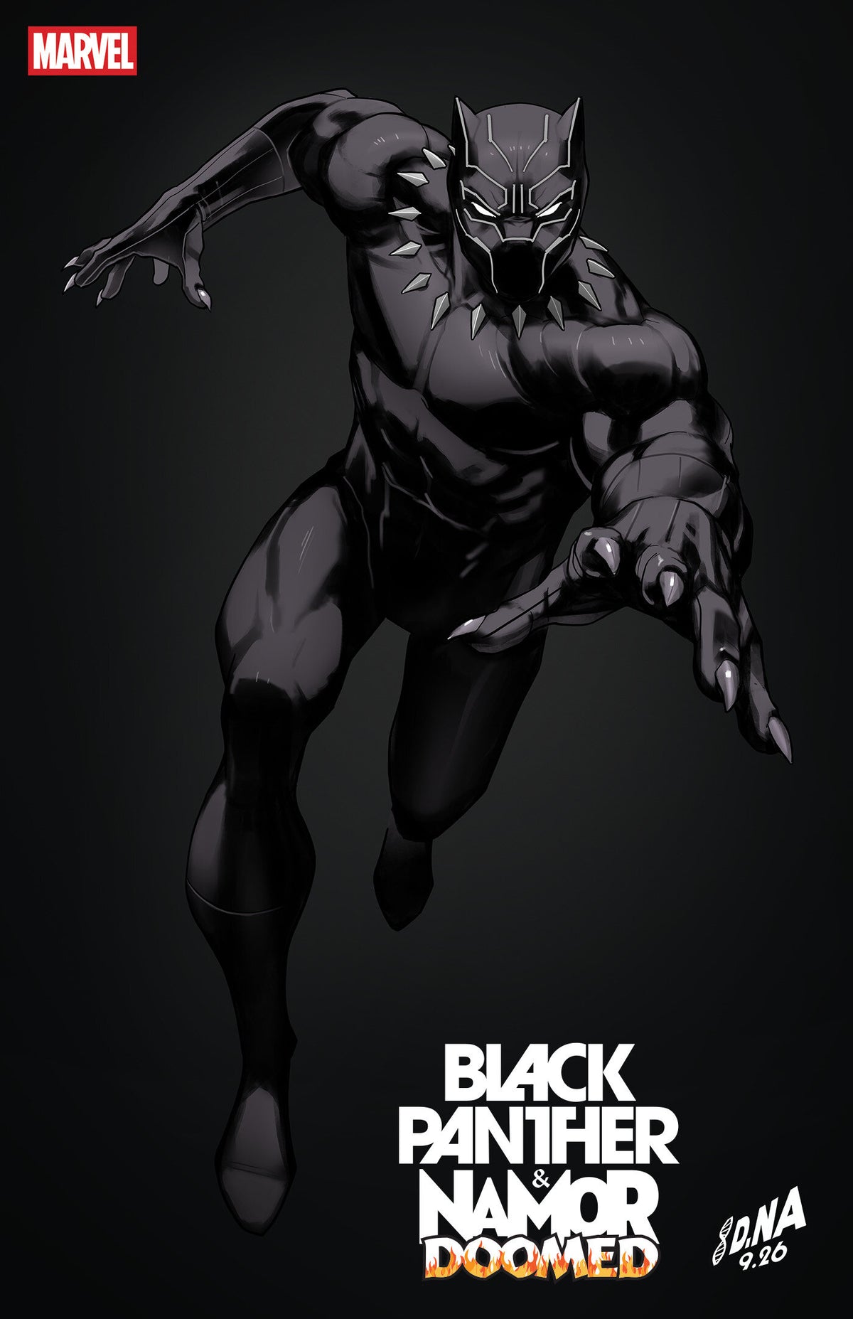 BLACK PANTHER/NAMOR: DOOMED #4 DAVID NAKAYAMA COLOR BLOCK BLACK VARIANT comic book cover