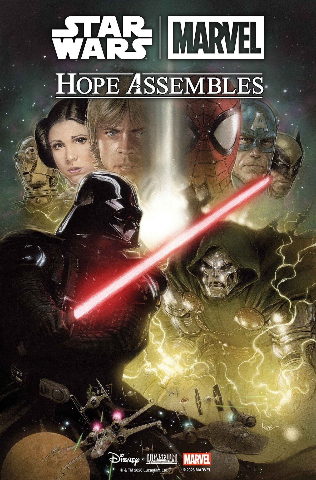 STAR WARS/MARVEL: HOPE ASSEMBLES #1 COVER C KAARE ANDREWS BATTLE VARIANT comic book cover