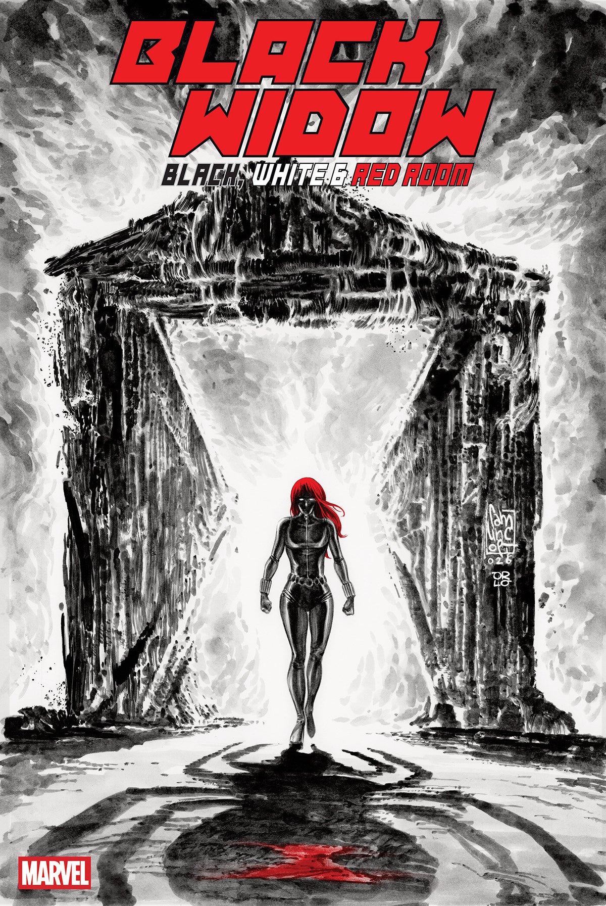 BLACK WIDOW: BLACK, WHITE & RED ROOM #1 COVER D GIUSEPPE CAMUNCOLI VARIANT comic book cover
