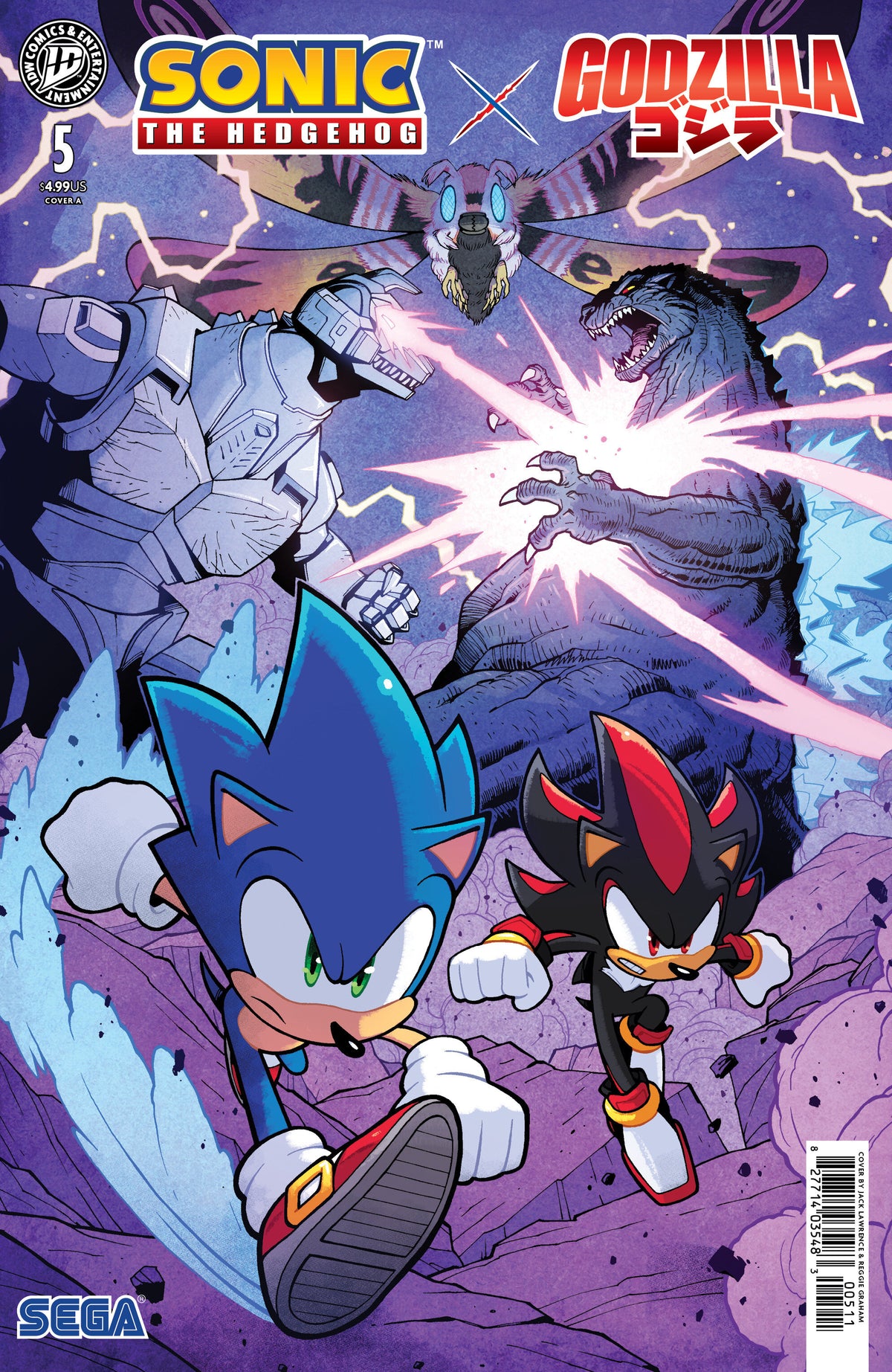 SONIC THE HEDGEHOG X GODZILLA #5 COVER A (LAWRENCE) comic book cover