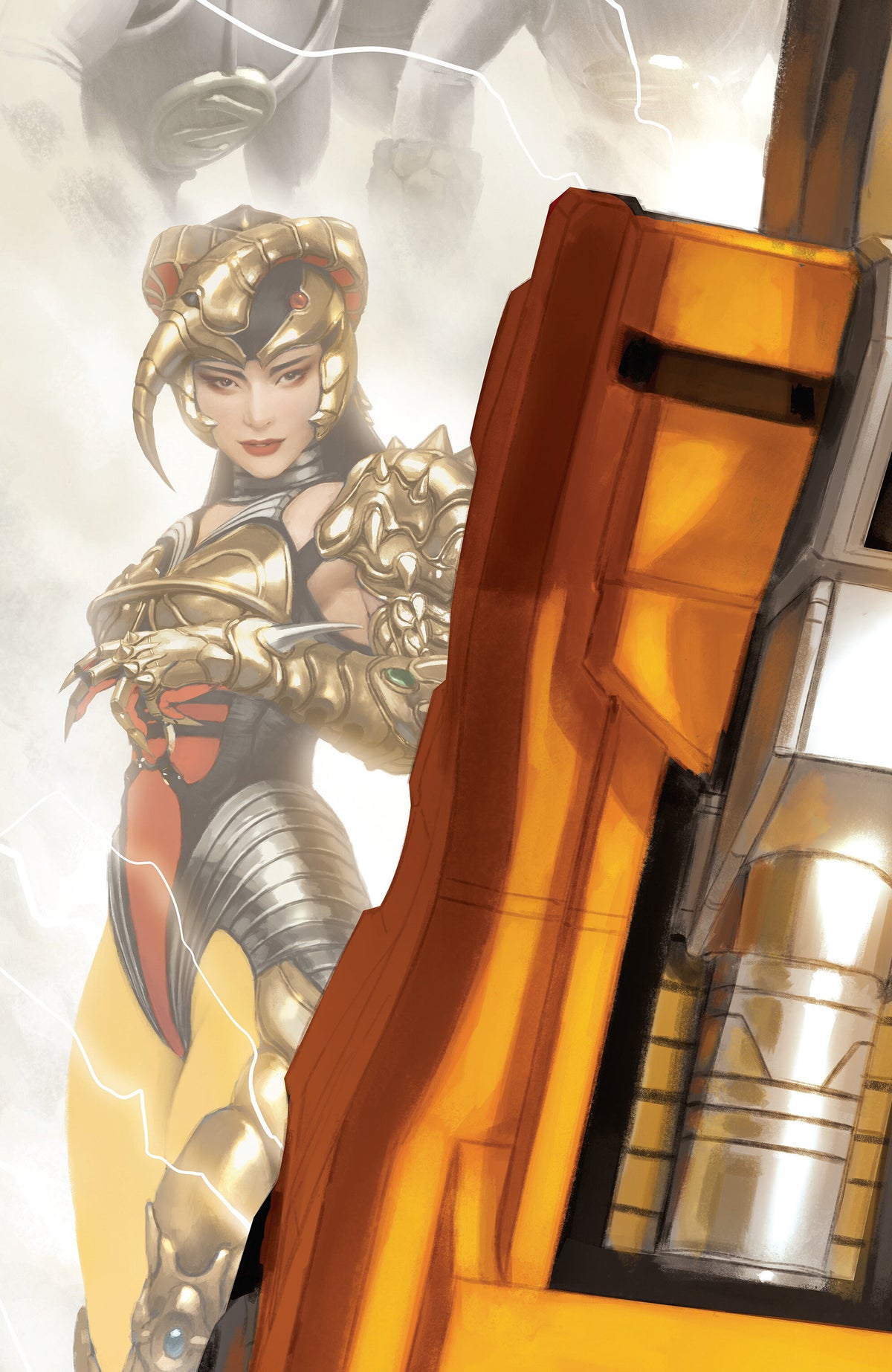 MIGHTY MORPHIN POWER RANGERS (2026) #7 C MEGAZORD CARD STOCK CONNECTING VARIANT (FULL ART, MERCADO) comic book cover