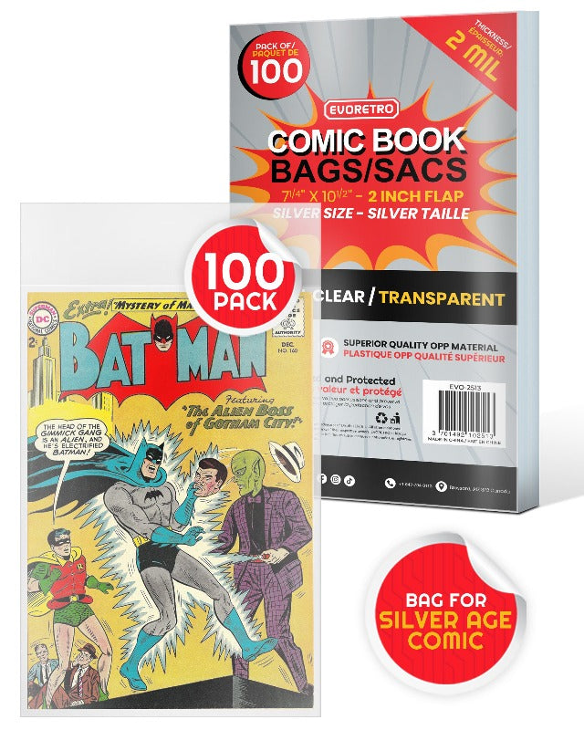 EVORETRO SILVER AGE COMIC BOOK BAGS 2 MIL