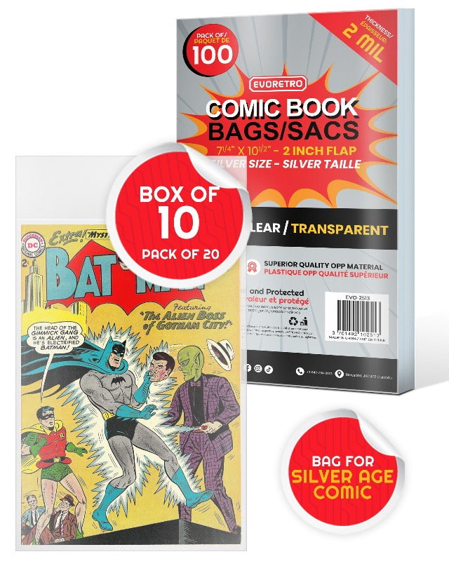 EVORETRO SILVER AGE COMIC BOOK BAGS 2 MIL