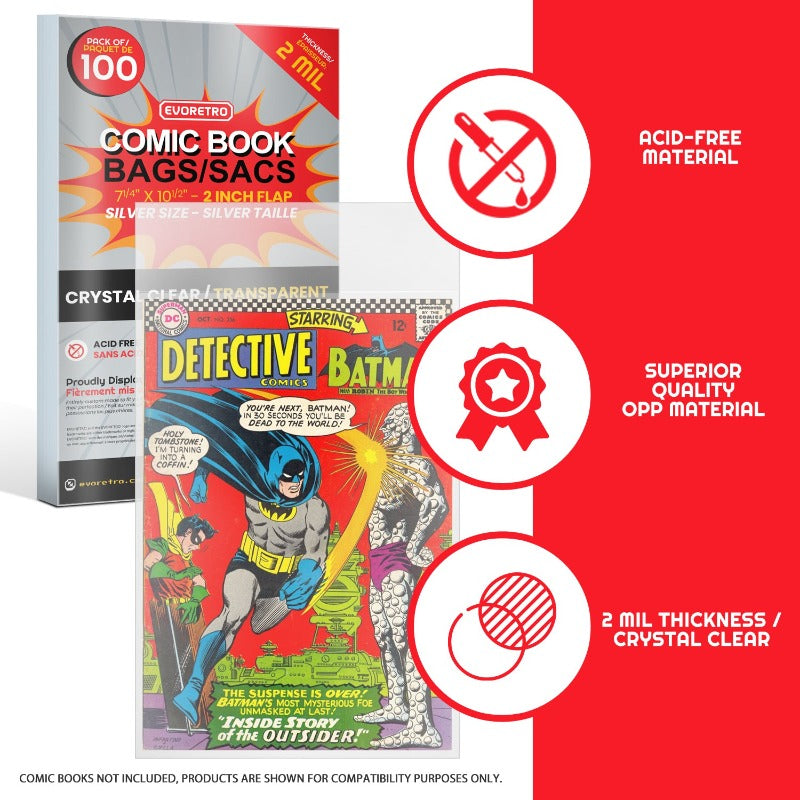 EVORETRO SILVER AGE COMIC BOOK BAGS 2 MIL