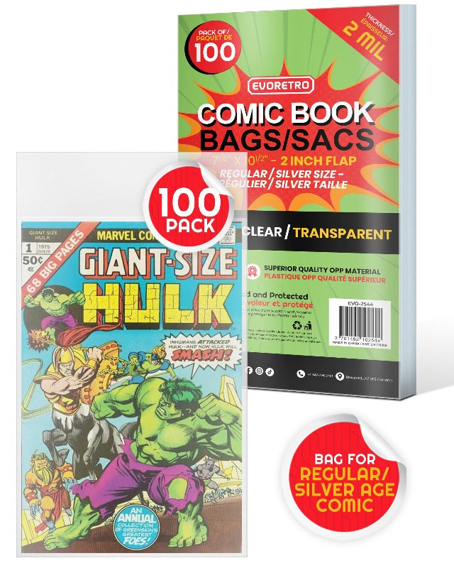 EVORETRO REGULAR SILVER AGE COMIC BOOK BAGS 2 MIL