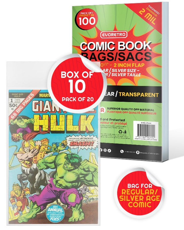 EVORETRO REGULAR SILVER AGE COMIC BOOK BAGS 2 MIL