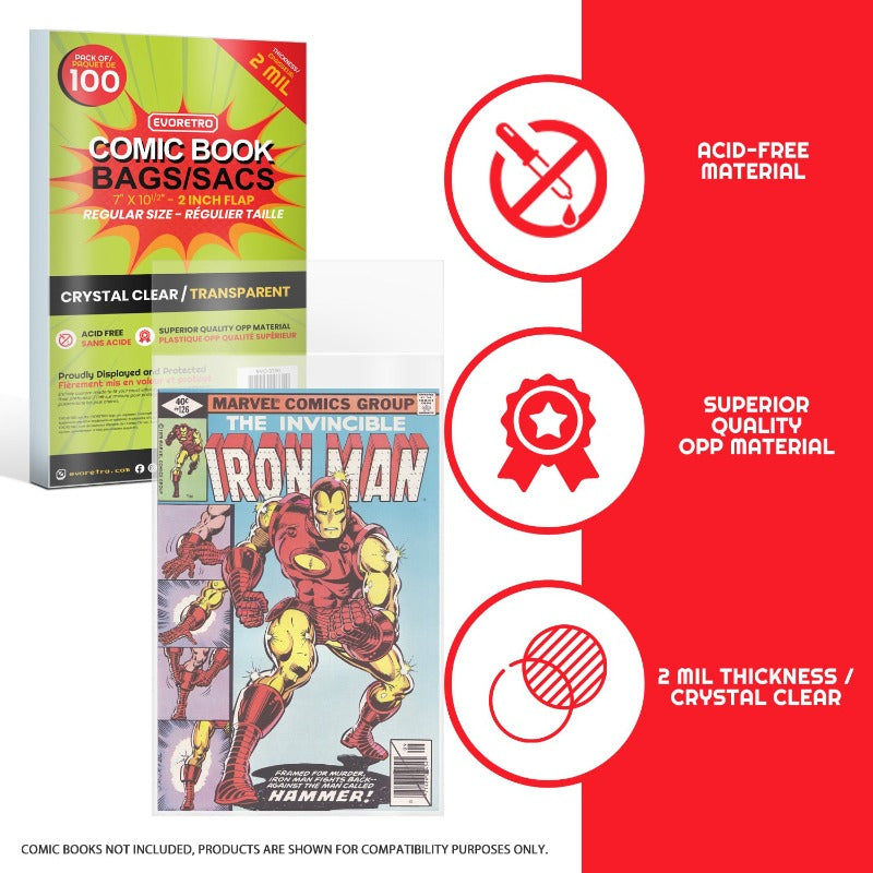 EVORETRO REGULAR COMIC BOOK BAGS 2 MIL