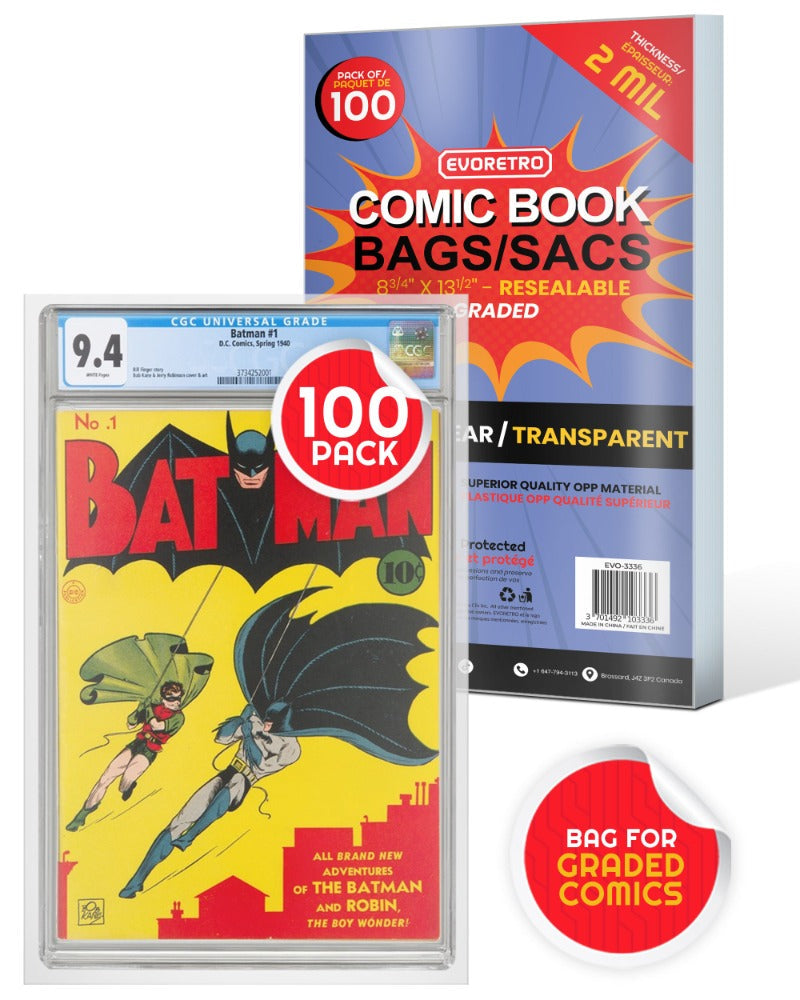 EVORETRO RESEALABLE GRADED COMIC BOOK BAGS 2MIL