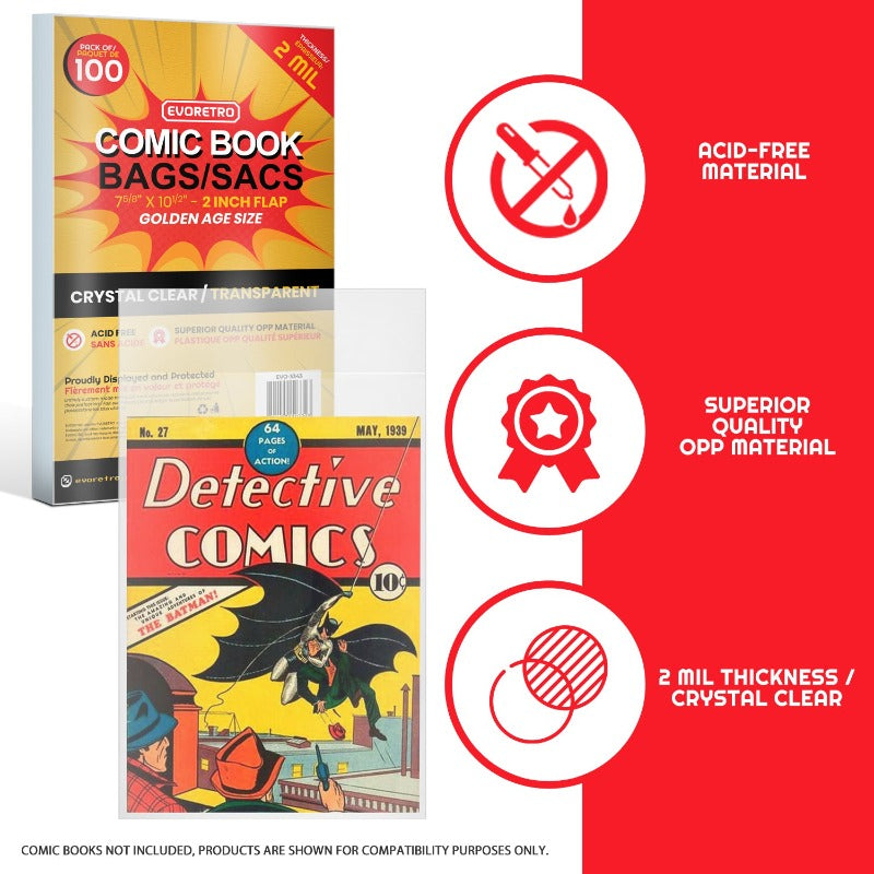 EVORETRO GOLDEN AGE COMIC BOOK BAGS 2 MIL