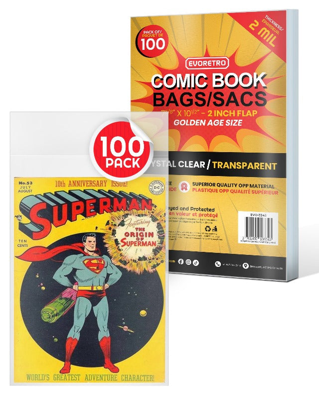 EVORETRO GOLDEN AGE COMIC BOOK BAGS 2 MIL