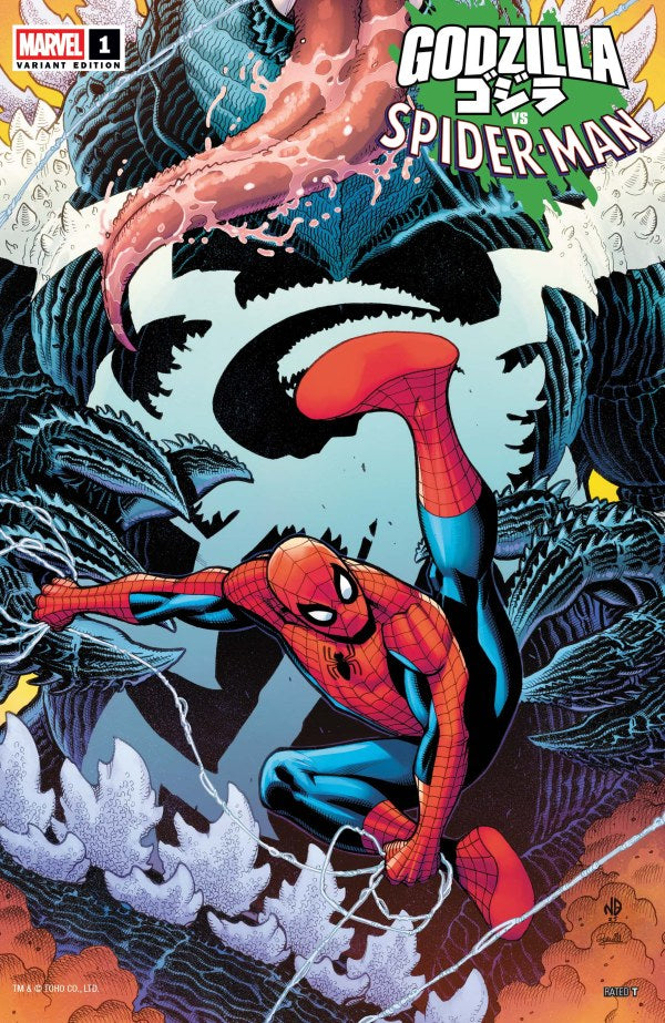 GODZILLA VS. SPIDER-MAN #1 NICK BRADSHAW VENOMIZED GODZILLA VARIANT